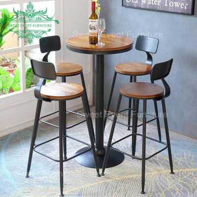 China Industrial Bar Chair Vintage Backrest Bar Stool With Leather Seat for sale