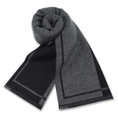 China Long Classic Customized Black Grey Plaid Long Scarves Luxury Warm wool blend  Brushed Woven Winter Scarf for Men for sale