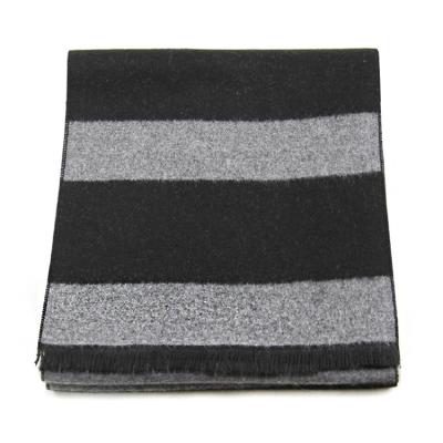 China Long Causal Seamless Striped Design Brushed Scarfs Custom Black Grey Winter Mens  Shawls for sale