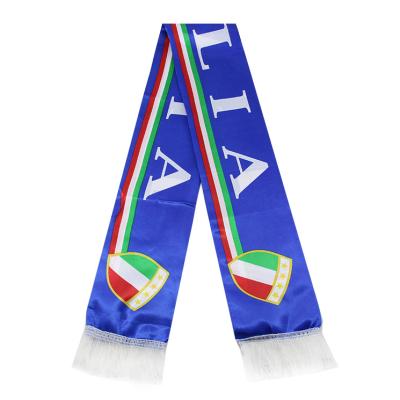 China Sports drill TOP SALE Custom Design Promotional Acrylic Football Fan Scarf for Wholesale  neck wrap scarf Italy flag scarf for sale