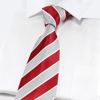 China Decoration Accessories Good Quality Red Fraternity Custom Necktie Logo Personalised Blue And White Striped Tie For School students for sale