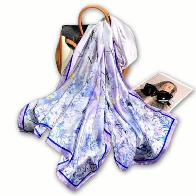 China Rectangle 2024 autumn new style big size silk scarf 180 * 90 fashion woman polyester scarf shawls factories China for sale