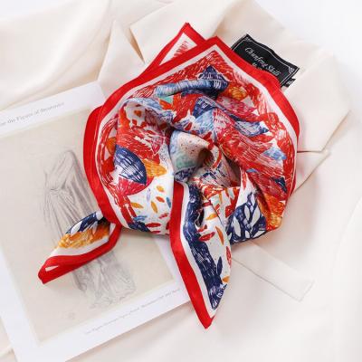 China Square Summer Digital Printing Luxury Woman Big Polyester Scarves Custom Printed Personalized long Square 100% Satin Silk Hijab Scarf for sale