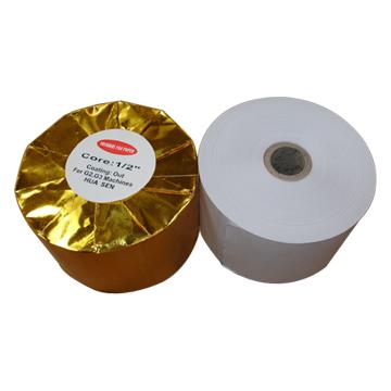 China Cardboard core and plastic core thermal paper rolls in gold paper packing for sale