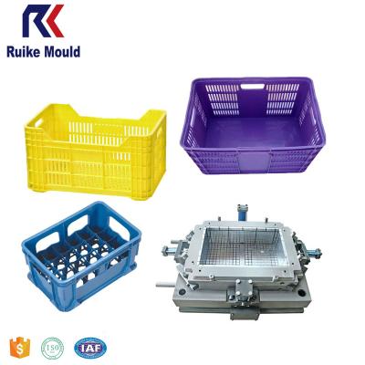 China Newest Design 2344/718/NAK80/2343/H13/S136 Longer Life Plastic Injection Mold Fruit Beer Crate Mold Vegetable Crate Maker for sale