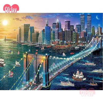 China Evermoment Diamond Painting Urban Style Bridge Evermoment Diamond Painting By Numbers for sale