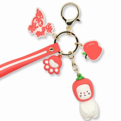 China Bright Color Japanese Cute Kitten Key Chain Cartoon Doll Bag Decoration Doll Ornament Annual Meeting Female Gift for sale