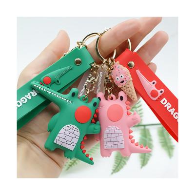 China Wholesale PVC three-dimensional small bag gift bag falling machine luminous color glue cartoon doll crocodile key chain pendant for sale