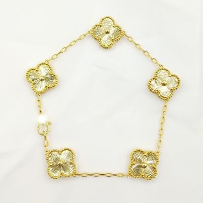 China Charm Fashion Factory Wholesale 925 Sterling Silver 18K Trendy Gold Plated Clover Bangle Jewelry Sets for sale