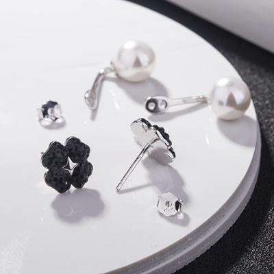 China Wholesale 925 Sterling Silver Trendy Women's Charm Fashion Factory DIY Jewelry DIY Clover Pearl Earrings for sale