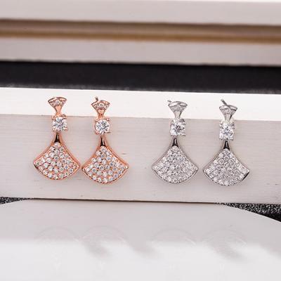 China Factory Wholesale 925 Sterling Silver Diamond Charm Earrings Trendy Women's Skirt Fashion Jewelry DIY CLASSIC Fashion Jewelry for sale