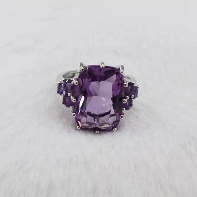 China 2021 CLASSIC Charm Fashion Factory Wholesale S925 Silver White Gold Plated With Amethyst Ring Natural Gems Women Jewelry Sets for sale