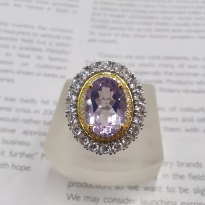 China 2021 CLASSIC Charm Fashion Factory Wholesale S925 Silver White Gold Plated With Amethyst Ring Natural Gems Women Jewelry Sets for sale