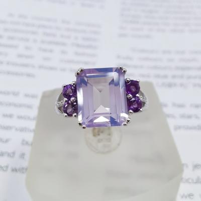 China 2021 CLASSIC Charm Fashion Factory Wholesale S925 Silver White Gold Plated With Amethyst Ring Natural Gems Women Jewelry Sets for sale