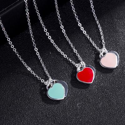 China Wholesale 925 Sterling Silver Trendy Women's Double Heart Necklace Charm CLASSIC Fashion Factory DIY Jewelry for sale