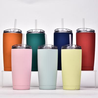 China Sustainable 20 oz Lean Sublimation Sippy Cup Insulated Stainless Steel Bulk Tumblers With Lid Straw for sale