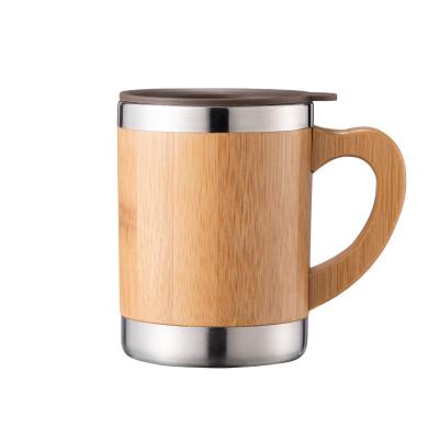 China 300ML Screen Printing 300ML Screen Printing Tea Cup Coffee Drinking Bamboo Wooden Tumbler Viable Silk Mugs With Handle for sale