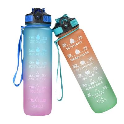 China Straw Large Capacity Portable Time Viable Custom Plastic Marker Motivational Water Bottle for sale