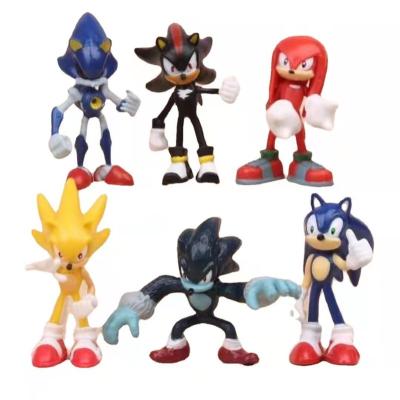 China 2022 New Large 3d 6pcs/set Hedgehog Anime Figure Eco-friendly PVC Material Sonic Game Action Figure 12-14cm Toys Sonic Cake Topper Toy For Kids Game for sale