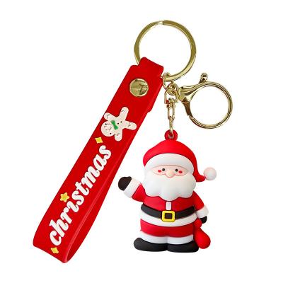 China New Design Small Products Eco-friendly Christmas Material Snowman Custom Rubber Key Chain for sale