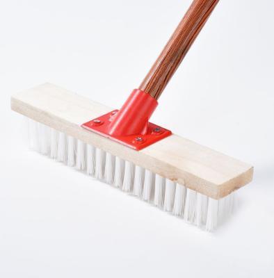 China Wooden Handle Nylon Floor Brush Floor Cleaning Bathroom Kitchen Carpet Cleaning Brush for sale