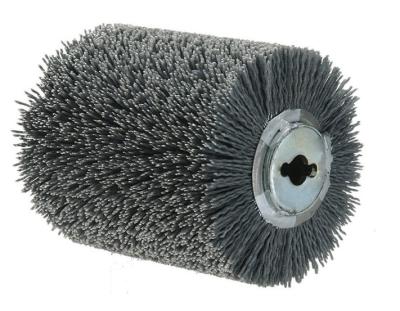 China 46-100 Grit Fine Nylon Corded Cylinder Wheel Brush Sanding For Wood Surface Treatment for sale