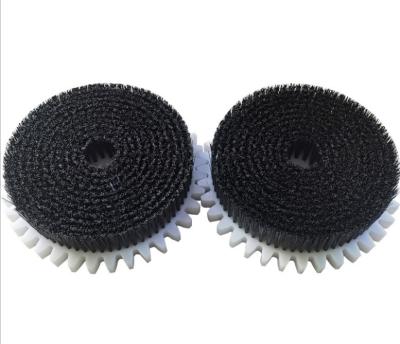 China Round White PP industrial Machinery Disk Brush with Gear for sale