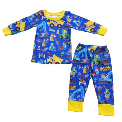 China Wholesale Children Clothing Toddler Boy Pajamas Boy Tractor Fishing Tackle Truck Equipment Toddler Boy Cartoon Equipment Kids Dress for sale