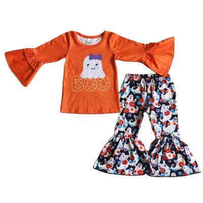 China 2021 Wholesale Children's Halloween Baby Children's Clothing Dress Clothes Print Cute Girl's Ghost Pumpkin Fall Outfit for sale