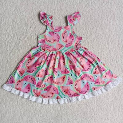 China Children's clothing dress summer children wear girl's dress fruit watermelon print baby best-selling dress for sale