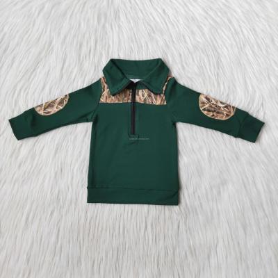 China Green Boy Formal Clothes Zipper Solid Color Tops Babies Outwear T Shirts for sale