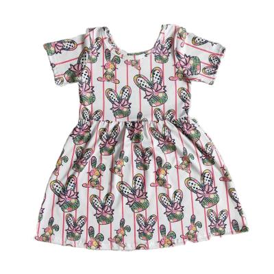 China Formal Girl's Children's Easter Dress Short Sleeve Strap Dresses Bunny Pattern Kid Girls Boutique Dresses Girl's Clothing Toddler for sale