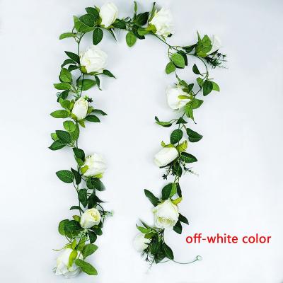 China Minimalist Vintage Artificial Silk Rose Garland Flower Plants Vine For Kitchen Home Wall Floral Decor for sale