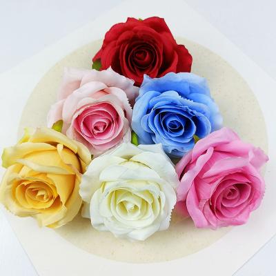 China Promotional Decorative Gifts Colorful 9cm High Quality Minimalist Artificial Rose Heads Wholesale For Making for sale