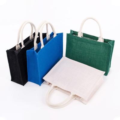 China Customized large colorful reusable juta grocery plain wholesale reusable eco-friendly packaging jute shopping bags for sale