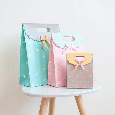 China Recycled Materials Custom Size Party Jewelry Gift Cute Hot Selling Cute Colorful Custom Printed Paper Bags With Handle for sale