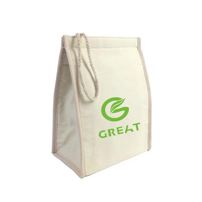 China OEM Customized Eco - Friendly Waterproof Insulated Cotton Canvas Lunch Bento Cooler Bag for sale