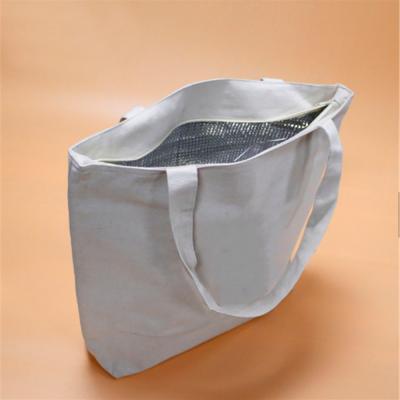 China Wholesale Waterproof School Closure Aluminum Foil High Quality Thermal Insulated Lunch Cotton Canvas Cooler Bag for sale