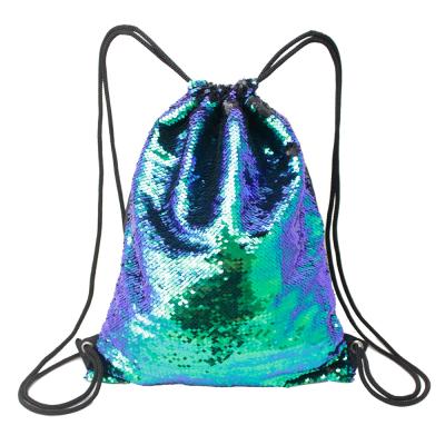 China High Quality Trending Reversible Drawstring Bag Large Capacity Sport Taffeta Oxford Cloth Sequin Backpack for sale