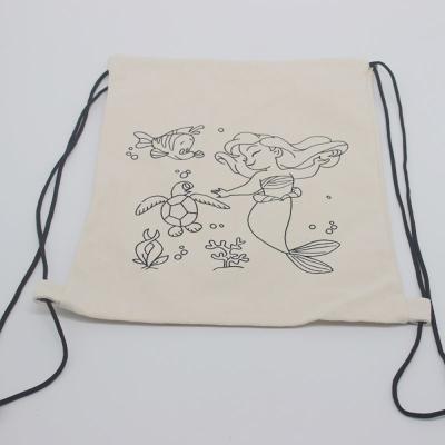 China Wholesale Eco-Friendly Custom Design Eco-Friendly Fashion Canvas Cotton Organic Canvas Natural Drawstring Bag for sale