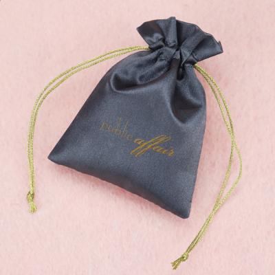 China Eco-friendly Wholesale Private Label Logo Hair Extension Silk Satin Silk Custom Drawstring Bag for sale