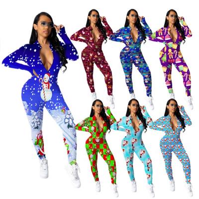 China 9117 New Christmas Pajamas 2021 Women Breathable Christmas Teams Long Sleeve Onesie Pajamas Adult Onsie Long Sleeve Pants For Women for sale