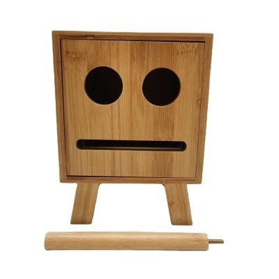 China Wholesale Fashional 2021 New Style Toilet Paper Holder Tissue Box Wood Creative Bamboo Robot Style for sale