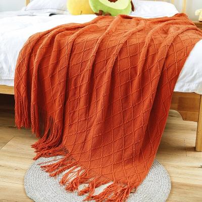 China Office Anti-Static Lunch Break Cover Plain Custom Knitted Blanket Wholesale Knit Safety Blanket for sale