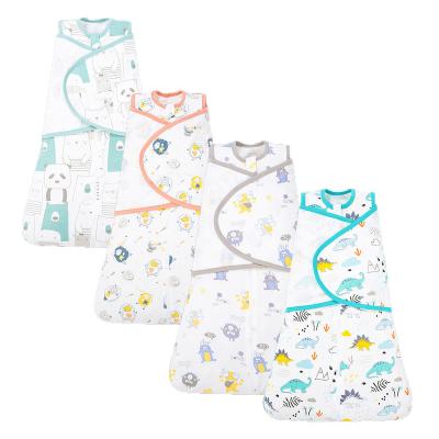 China PORTABLE Adjustable 100% Cotton Baby Wrap Muslin Infant Receiving Blanket Wrap Set For Newborn for sale