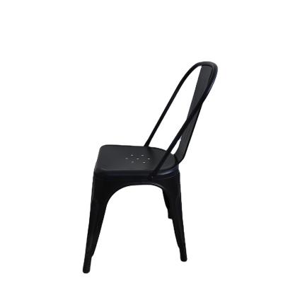 China Cooling Dining Restaurant Modern Solid Iron Black Metal Backrest Bistro Dining Chair for sale