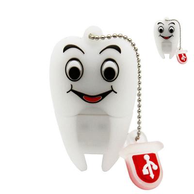 China Fast Speed ​​Data Saving Medical Gift Promotional Dental White USB Tooth Form with Key Chain USB Flash Drive for Doctor Detist 32GB 64GB 16GB 128GB for sale