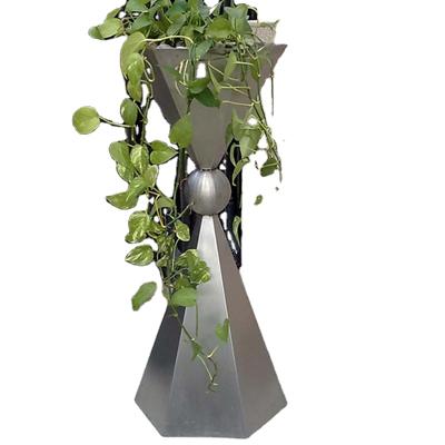 China 2020 eco-friendly large stainless steel rectangle flower pot restaurant stainless steel flower vase for sale