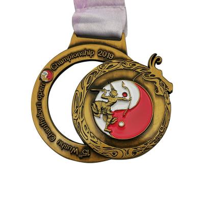 China Europe Gold Wushu Kungfu Championship Zinc Alloy Antique Medal for sale