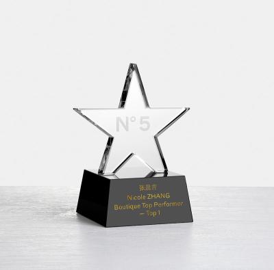 China Transparent Crystal Star Shape Cheap Lettering Support Europe Low Price Trophy Crystal Trophy for sale